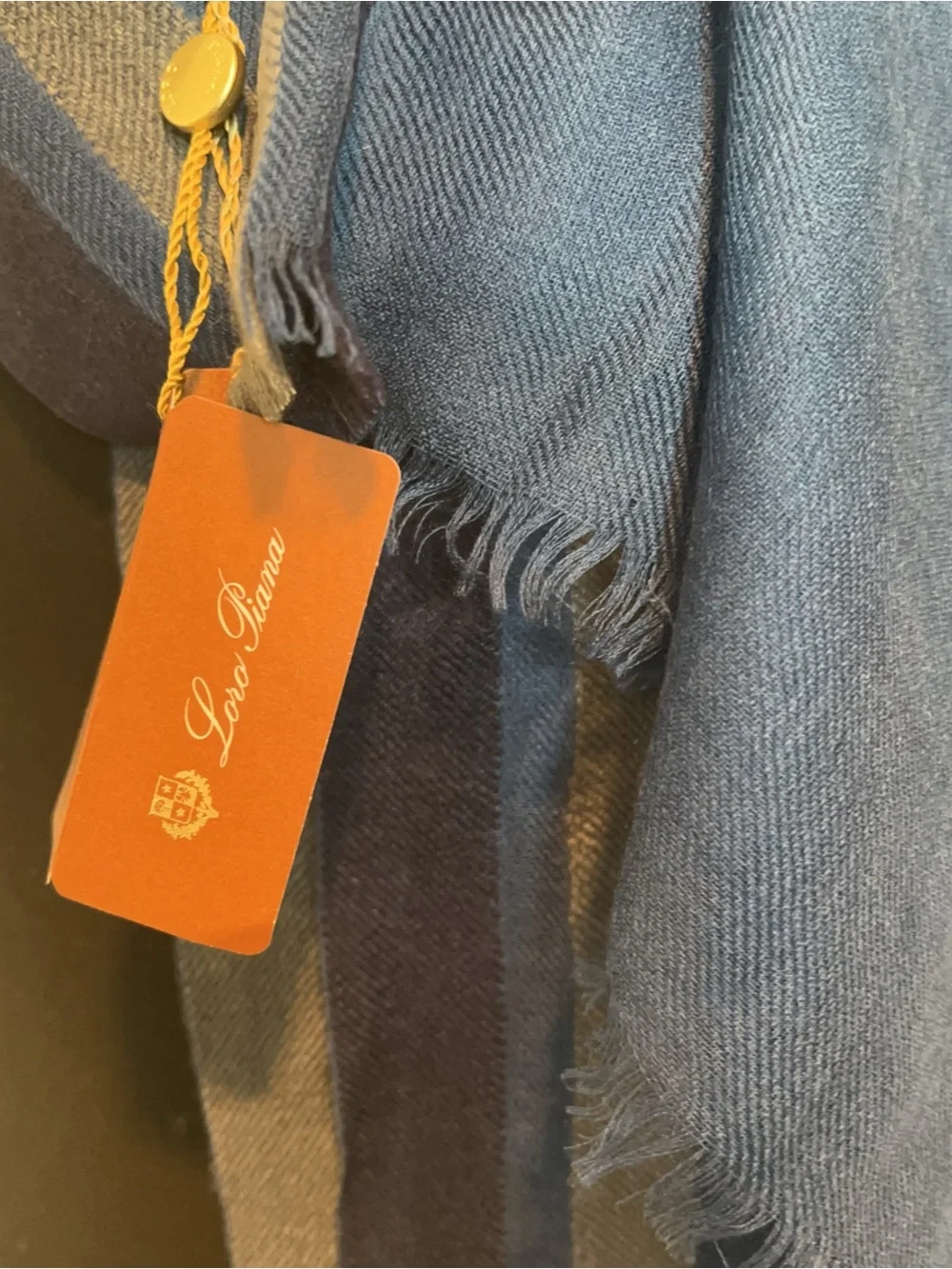 Loro Piana Blue and Gray Striped Cashmere Wool-Blend Scarf